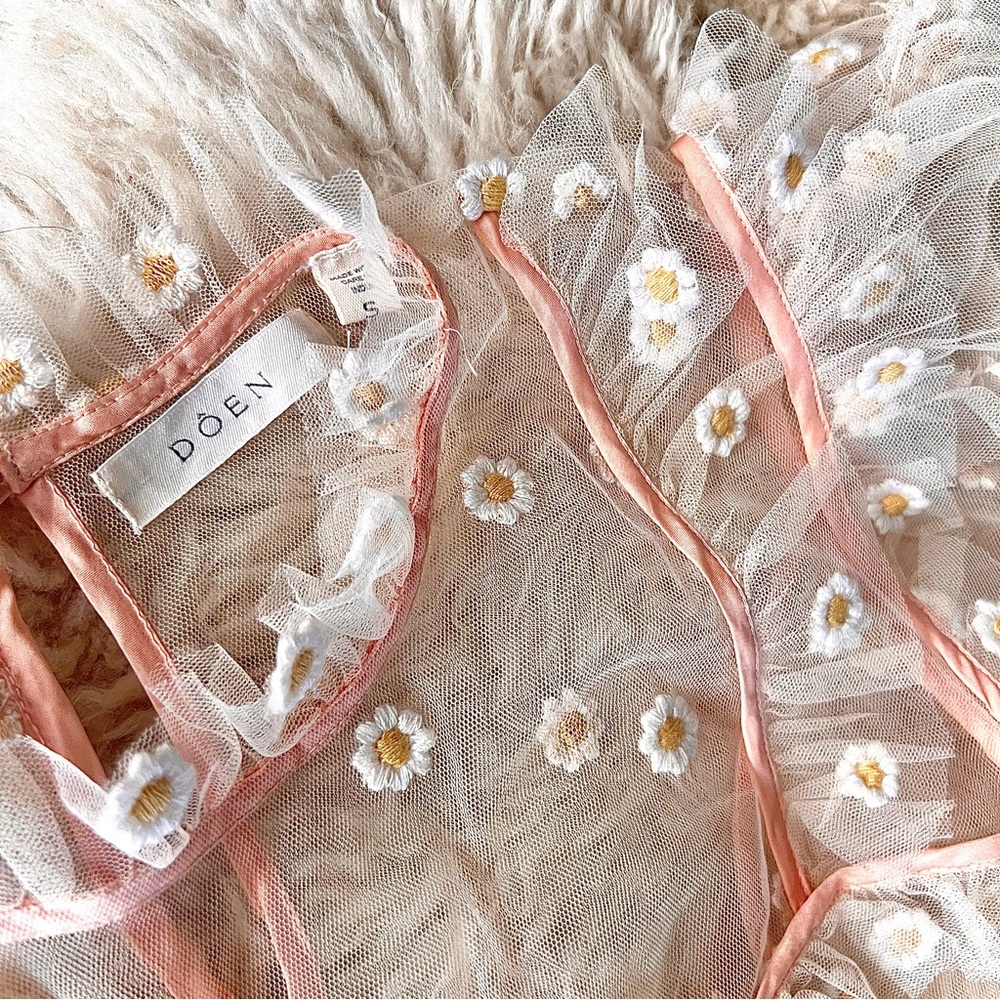 ✨Last Chance💋🌸🌼DÔEN ‘Orelia’ Daisy Embroidered Tiered Tulle Dress S✨